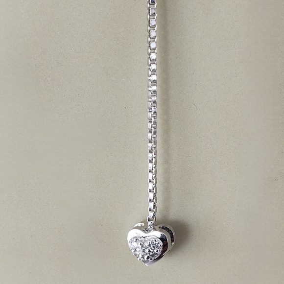 14 Karat White Gold Diamond Heart Lariat Necklace #18745 - Picture 8 of 8